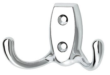 Coat Hook Double Face Fixing Zinc Alloy Hole Centres 20 mm Polished chrome plated 855.00.033