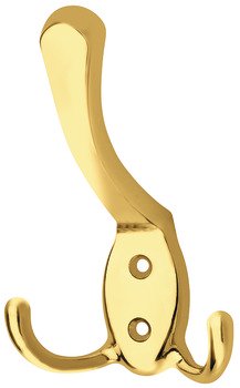 Hat and Coat Hook Zinc Alloy Face fixing Polished brass plated 855.00.021