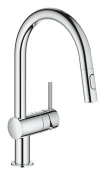 Mixer Tap Single Lever Pull Out Spray C-Spout Grohe Vento Polished chrome Grohe model 30 438 000 577.60.290