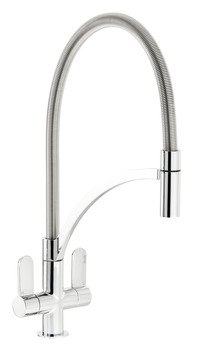Mixer Tap Dual Lever with Pull Out Spray C-Spout Abode Genio Professional Polished chrome - AT2071 569.96.290