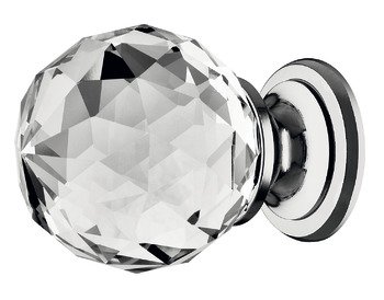Harley Knob Glass/Brass Polished Chrome D35x45mm 139.60.423