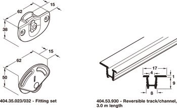 Hafele System 7 Comp Set w Trk 2Dr 404.52.000