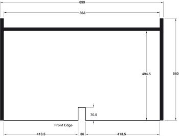 Base Unit Liner Dbl 863x494mm Matte Aluminium 547.93.047